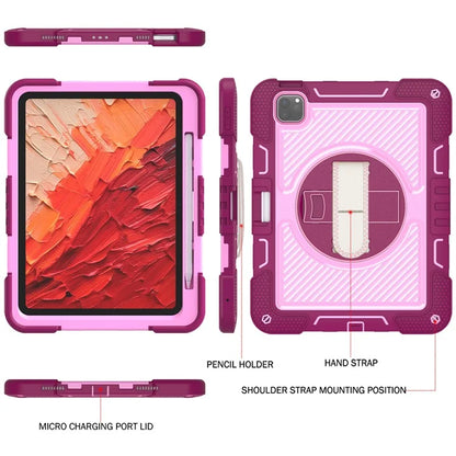 For iPad Pro 11 (2024) Case Kickstand Silicone + PC Tablet Cover with Hand / Shoulder Strap