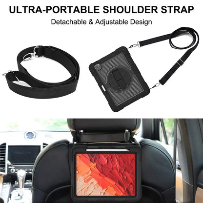 For iPad Pro 11 (2024) Case Kickstand Silicone + PC Tablet Cover with Hand / Shoulder Strap