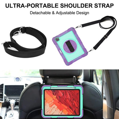 For iPad Pro 11 (2024) Case Kickstand Silicone + PC Tablet Cover with Hand / Shoulder Strap