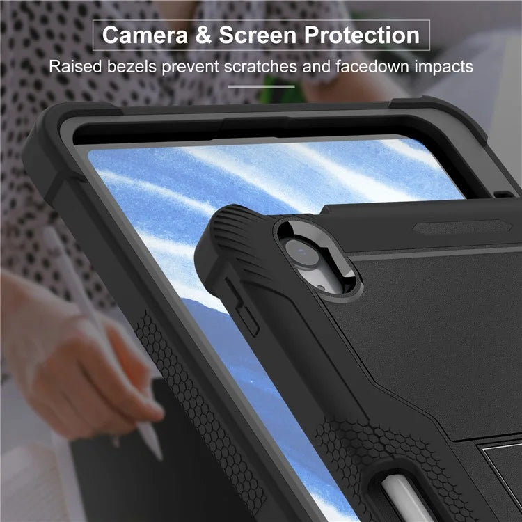 For iPad Air 11 (2024) Case Silicone + PC Tablet Cover with Stable Kickstand