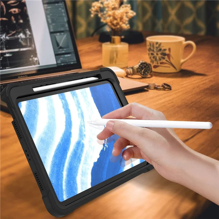 For iPad Air 11 (2024) Case Silicone + PC Tablet Cover with Stable Kickstand