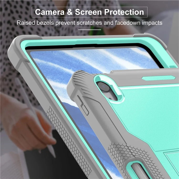 For iPad Air 11 (2024) Case Silicone + PC Tablet Cover with Stable Kickstand