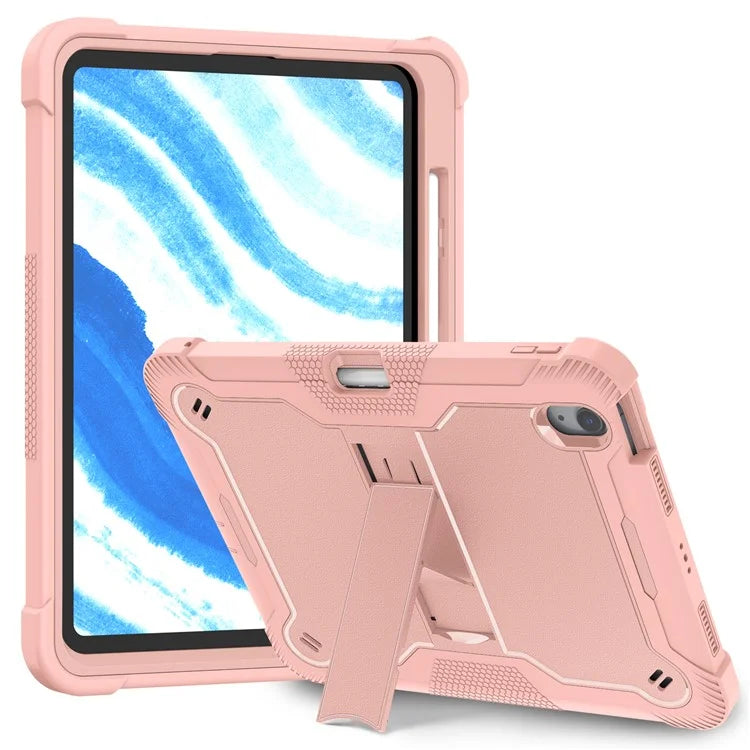 For iPad Air 11 (2024) Case Silicone + PC Tablet Cover with Stable Kickstand