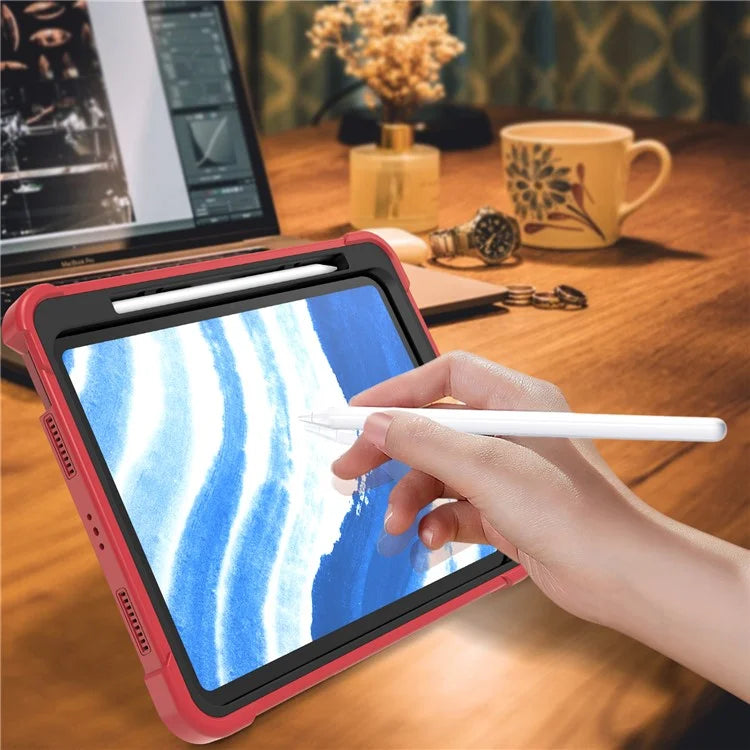 For iPad Air 11 (2024) Case Silicone + PC Tablet Cover with Stable Kickstand