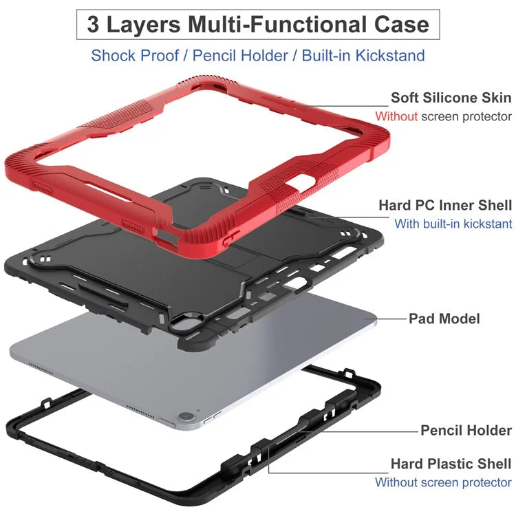 For iPad Air 13 (2024) Case Kickstand Silicone + PC Tablet Cover High-Impact Shockproof