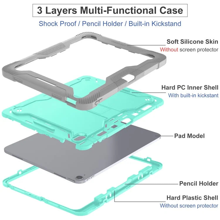 For iPad Air 13 (2024) Case Kickstand Silicone + PC Tablet Cover High-Impact Shockproof