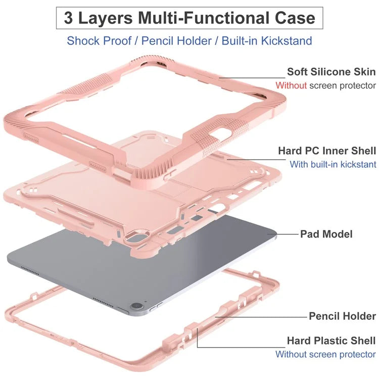 For iPad Air 13 (2024) Case Kickstand Silicone + PC Tablet Cover High-Impact Shockproof