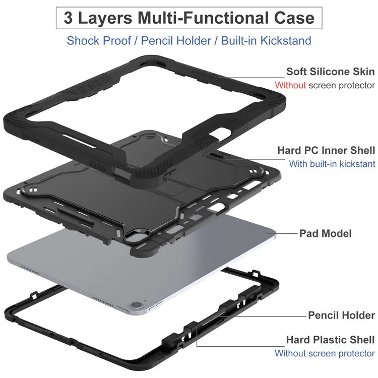 For iPad Air 13 (2024) Case Kickstand Silicone + PC Tablet Cover High-Impact Shockproof