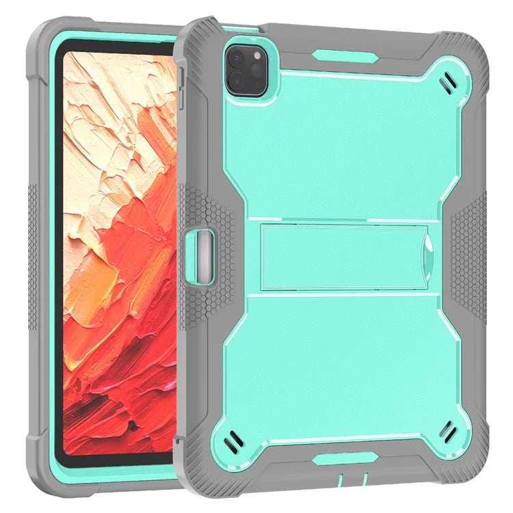 For iPad Pro 11 (2024) Case Hard PC and Soft Silicone Tablet Cover with Bracket Kickstand