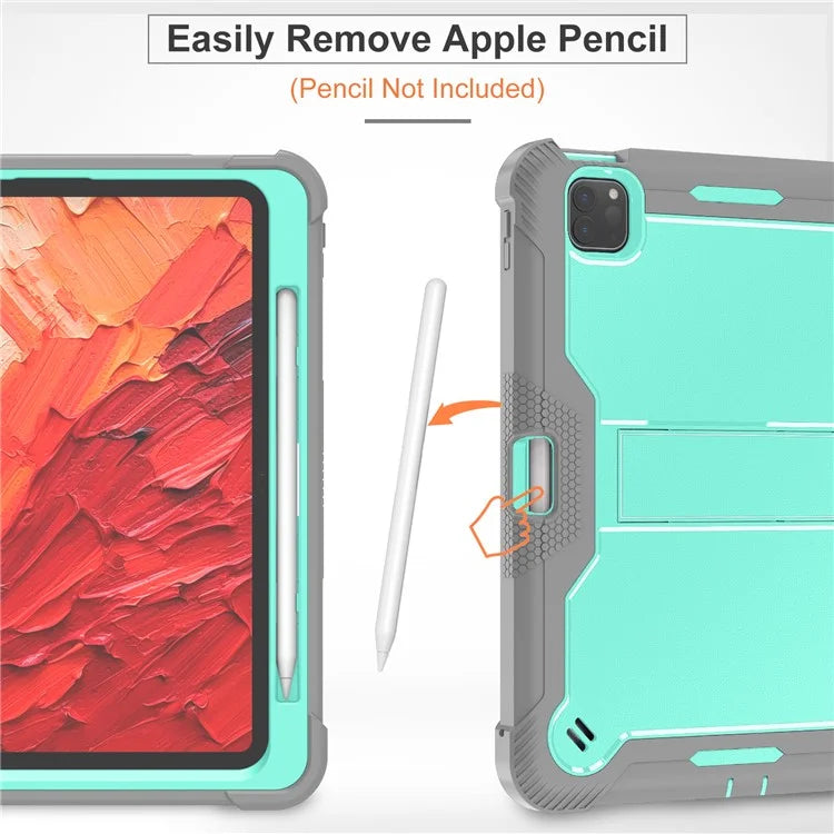 For iPad Pro 11 (2024) Case Hard PC and Soft Silicone Tablet Cover with Bracket Kickstand
