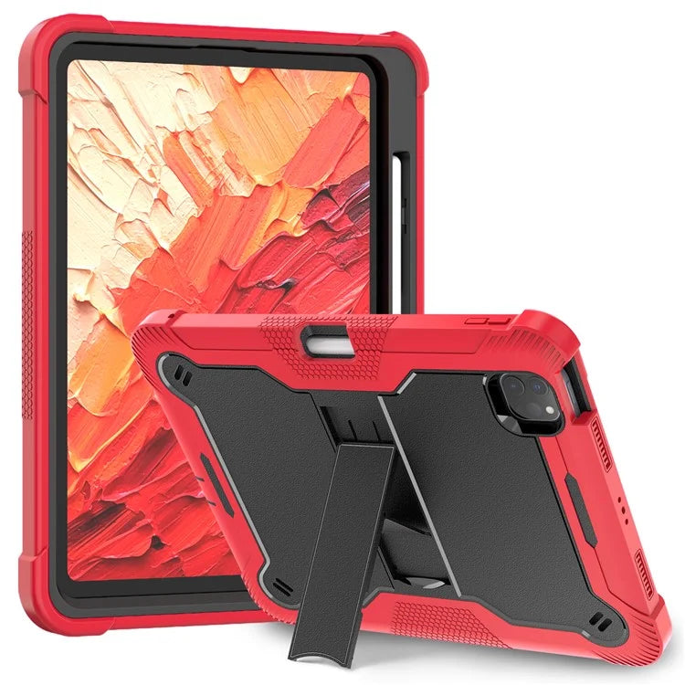 For iPad Pro 11 (2024) Case Hard PC and Soft Silicone Tablet Cover with Bracket Kickstand
