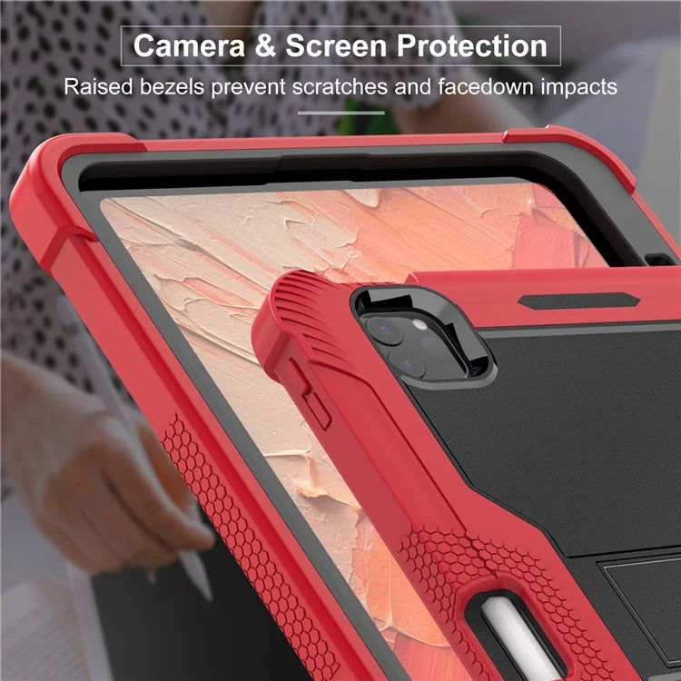 For iPad Pro 11 (2024) Case Hard PC and Soft Silicone Tablet Cover with Bracket Kickstand