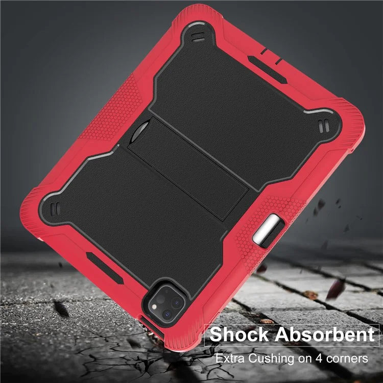 For iPad Pro 11 (2024) Case Hard PC and Soft Silicone Tablet Cover with Bracket Kickstand