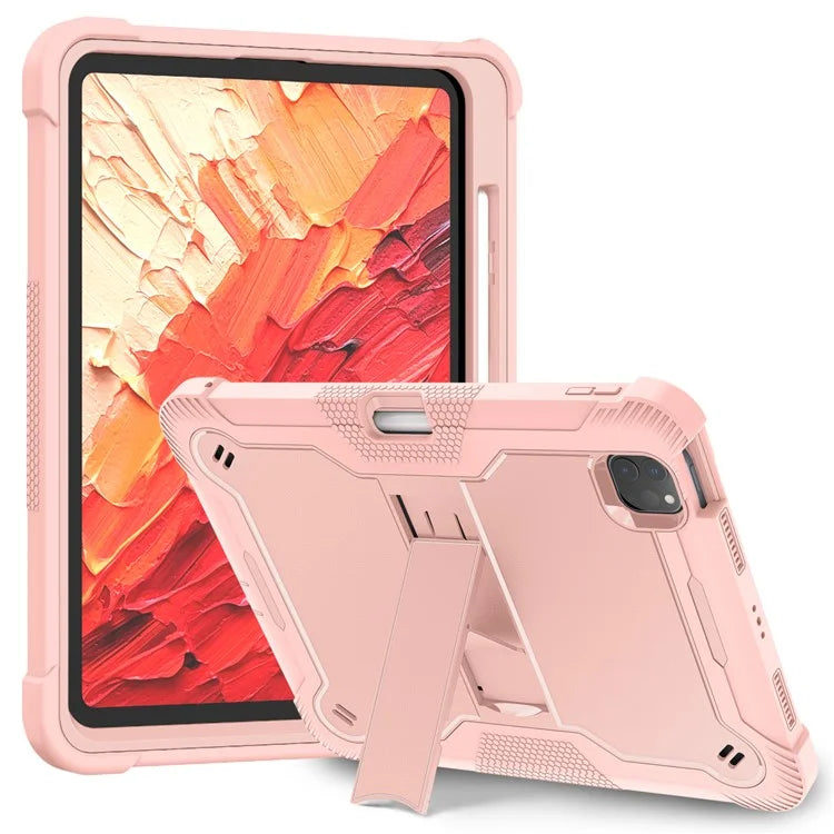For iPad Pro 11 (2024) Case Hard PC and Soft Silicone Tablet Cover with Bracket Kickstand