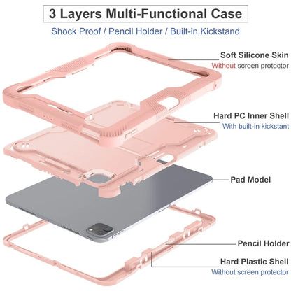 For iPad Pro 11 (2024) Case Hard PC and Soft Silicone Tablet Cover with Bracket Kickstand