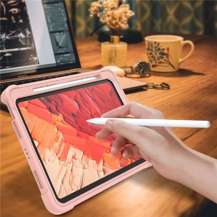 For iPad Pro 11 (2024) Case Hard PC and Soft Silicone Tablet Cover with Bracket Kickstand