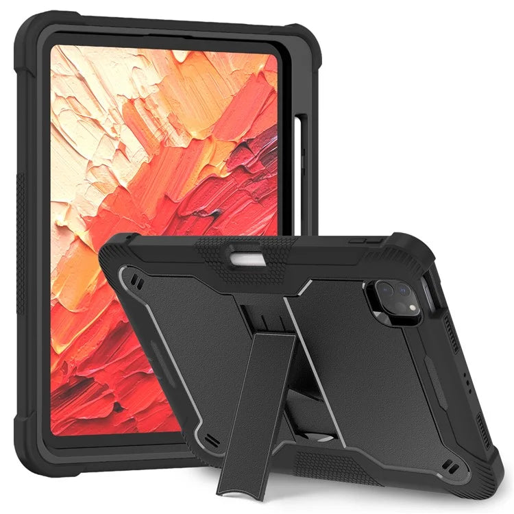For iPad Pro 11 (2024) Case Hard PC and Soft Silicone Tablet Cover with Bracket Kickstand