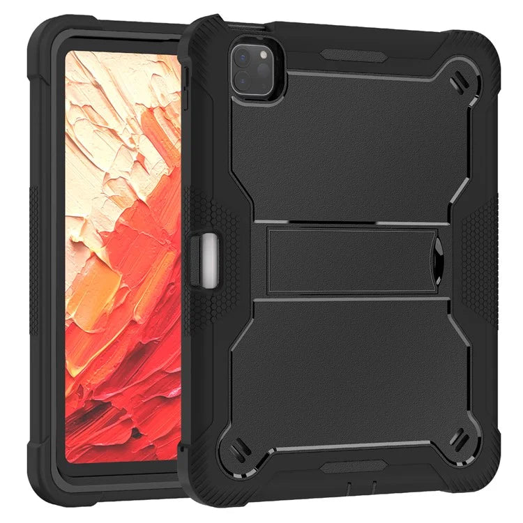 For iPad Pro 11 (2024) Case Hard PC and Soft Silicone Tablet Cover with Bracket Kickstand