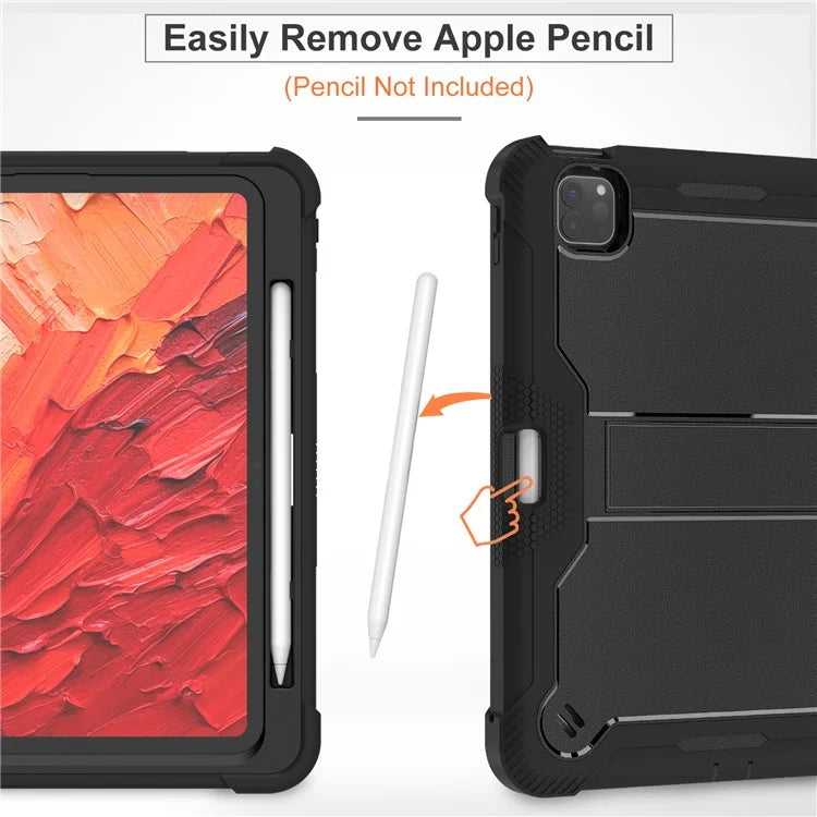 For iPad Pro 11 (2024) Case Hard PC and Soft Silicone Tablet Cover with Bracket Kickstand