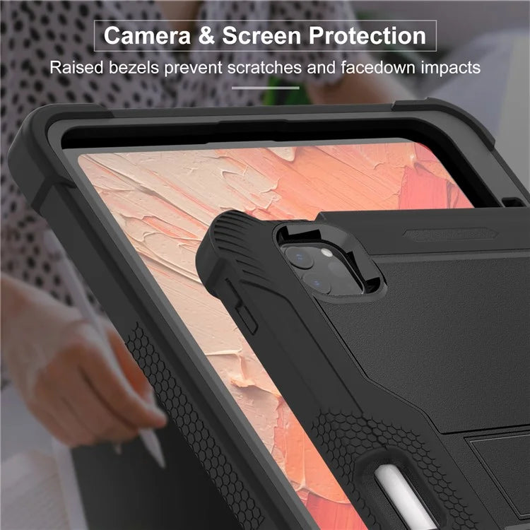 For iPad Pro 11 (2024) Case Hard PC and Soft Silicone Tablet Cover with Bracket Kickstand