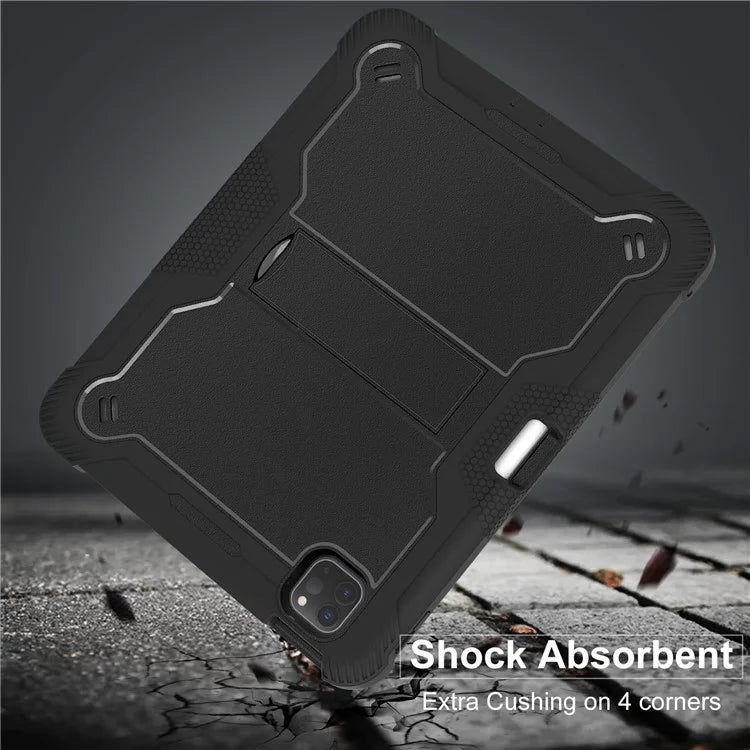 For iPad Pro 11 (2024) Case Hard PC and Soft Silicone Tablet Cover with Bracket Kickstand