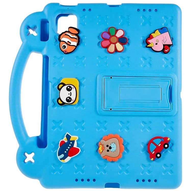 For iPad Pro 11 (2024) Case Cartoon Patterns Hand Grip Kickstand Tablet EVA Cover