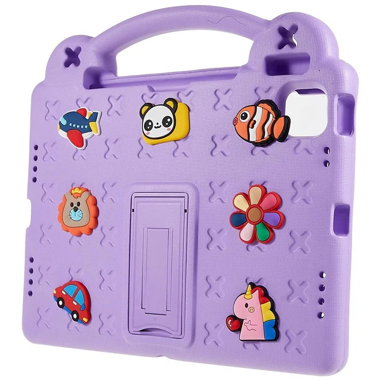 For iPad Pro 11 (2024) Case Cartoon Patterns Hand Grip Kickstand Tablet EVA Cover