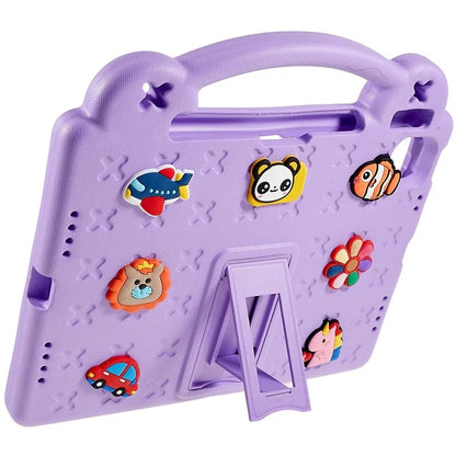 For iPad Pro 11 (2024) Case Cartoon Patterns Hand Grip Kickstand Tablet EVA Cover