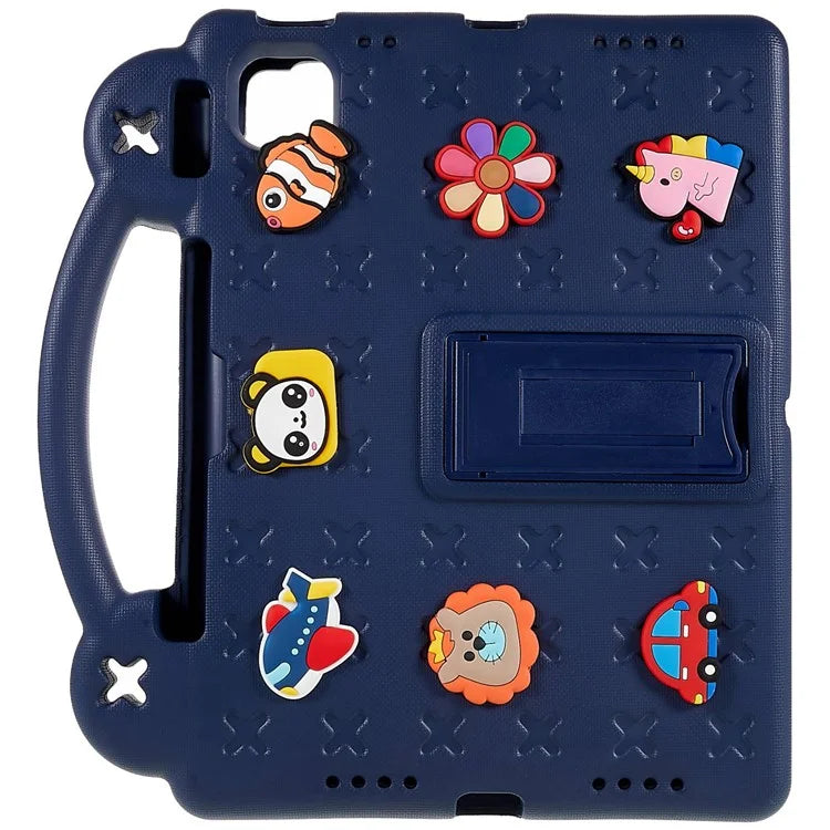 For iPad Pro 11 (2024) Case Cartoon Patterns Hand Grip Kickstand Tablet EVA Cover