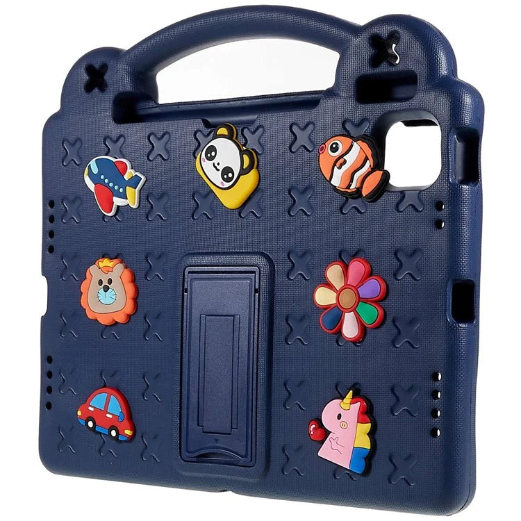 For iPad Pro 11 (2024) Case Cartoon Patterns Hand Grip Kickstand Tablet EVA Cover