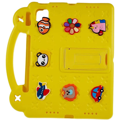 For iPad Pro 11 (2024) Case Cartoon Patterns Hand Grip Kickstand Tablet EVA Cover