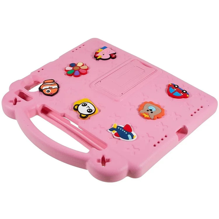 For iPad Pro 11 (2024) Case Cartoon Patterns Hand Grip Kickstand Tablet EVA Cover