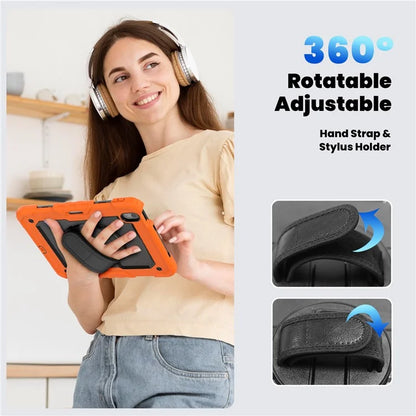 For iPad Air 11 (2024) Case Rotating Kickstand PC+Silicone Tablet Cover with Screen Film / Shoulder Strap