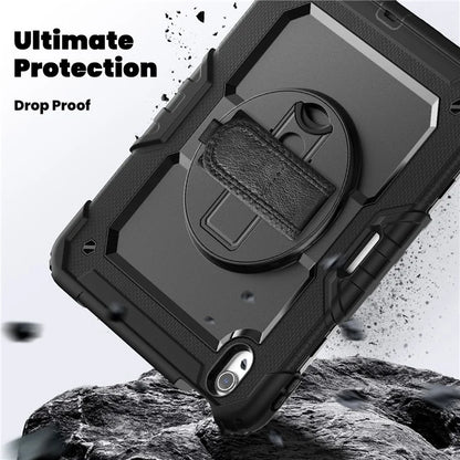 For iPad Air 11 (2024) Case Rotating Kickstand PC+Silicone Tablet Cover with Screen Film / Shoulder Strap