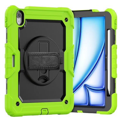 For iPad Air 11 (2024) Case Rotating Kickstand PC+Silicone Tablet Cover with Screen Film / Shoulder Strap