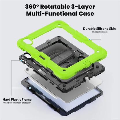 For iPad Air 11 (2024) Case Rotating Kickstand PC+Silicone Tablet Cover with Screen Film / Shoulder Strap