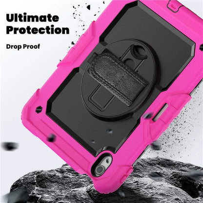 For iPad Air 11 (2024) Case Rotating Kickstand PC+Silicone Tablet Cover with Screen Film / Shoulder Strap