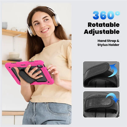 For iPad Air 11 (2024) Case Rotating Kickstand PC+Silicone Tablet Cover with Screen Film / Shoulder Strap