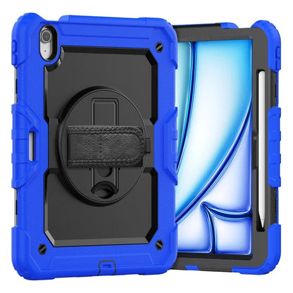 For iPad Air 11 (2024) Case Rotating Kickstand PC+Silicone Tablet Cover with Screen Film / Shoulder Strap