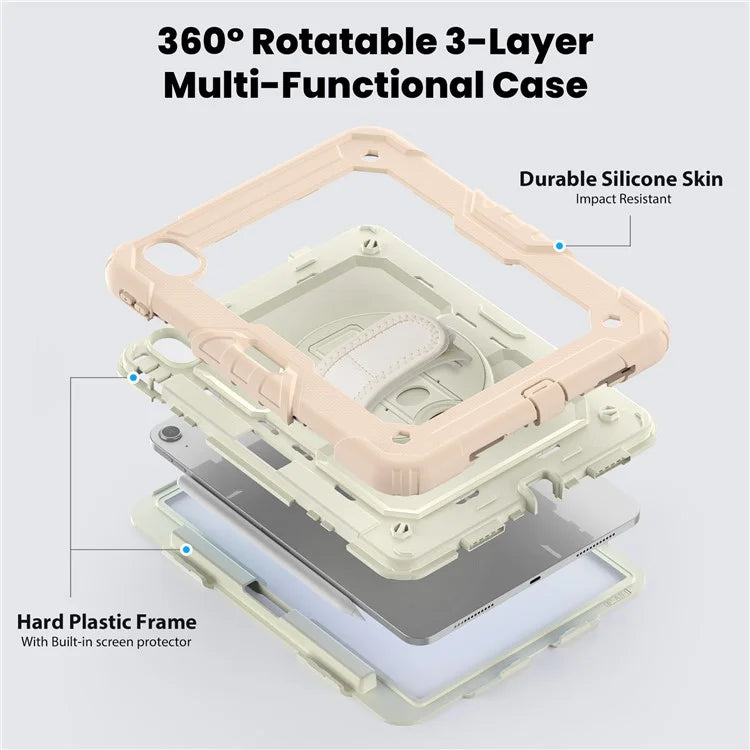 For iPad Air 11 (2024) Case PC+Silicone Kickstand Tablet Cover with Screen Protector