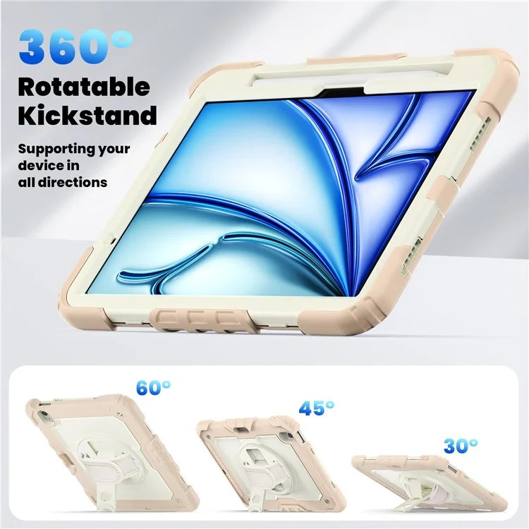 For iPad Air 11 (2024) Case PC+Silicone Kickstand Tablet Cover with Screen Protector