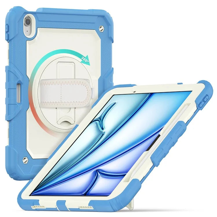 For iPad Air 11 (2024) Case PC+Silicone Kickstand Tablet Cover with Screen Protector