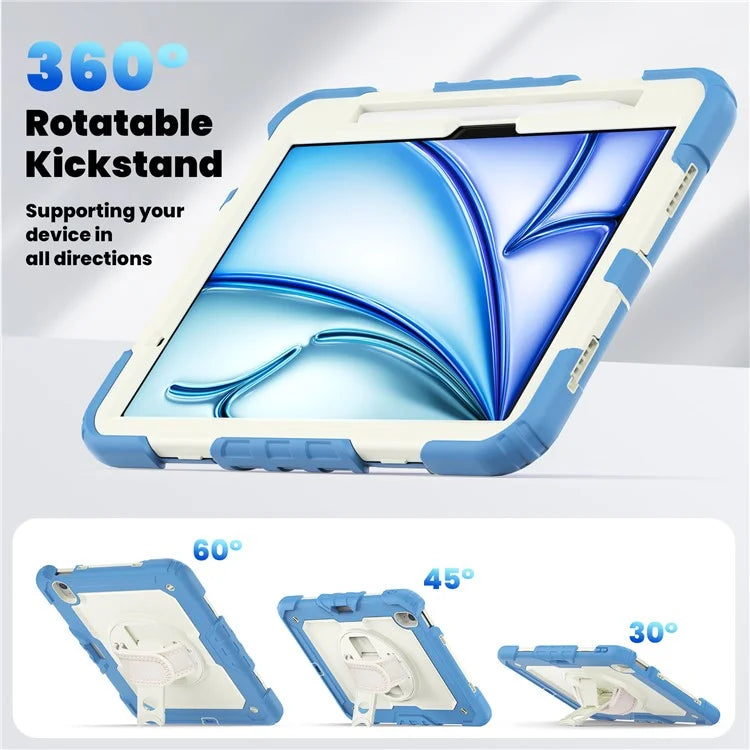 For iPad Air 11 (2024) Case PC+Silicone Kickstand Tablet Cover with Screen Protector
