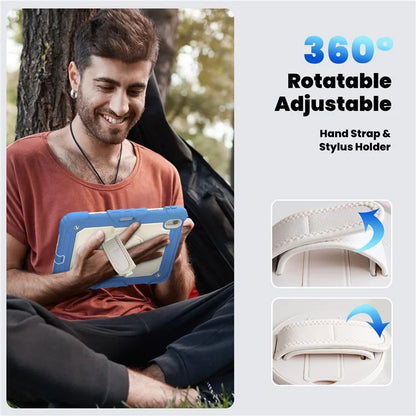 For iPad Air 11 (2024) Case PC+Silicone Kickstand Tablet Cover with Screen Protector