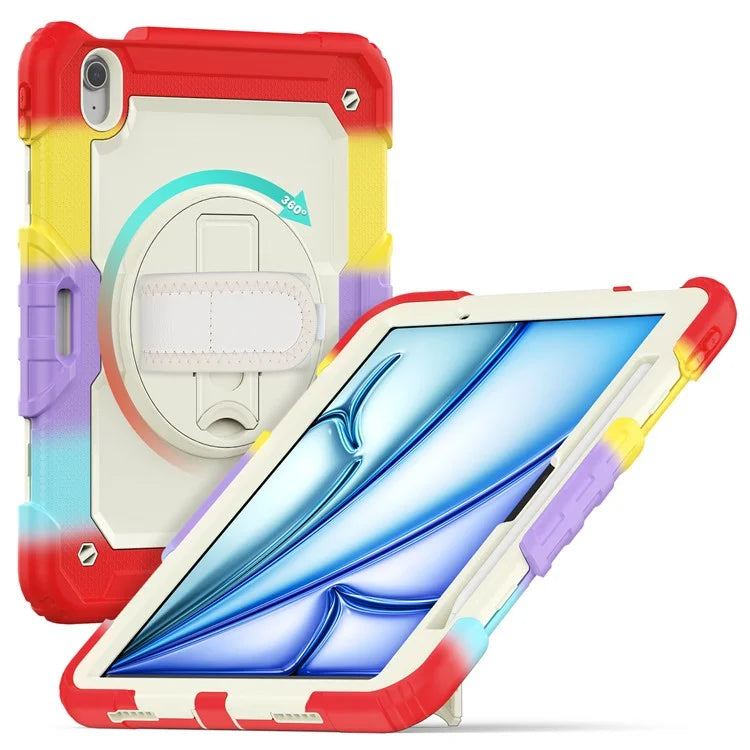 For iPad Air 11 (2024) Case with Screen Protector Kickstand PC+Silicone Tablet Cover