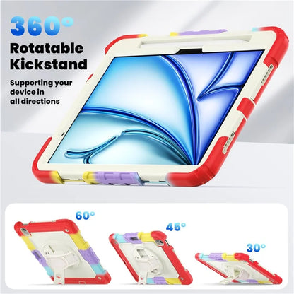 For iPad Air 11 (2024) Case with Screen Protector Kickstand PC+Silicone Tablet Cover