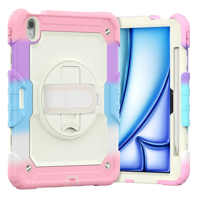 For iPad Air 11 (2024) Case with Screen Protector Kickstand PC+Silicone Tablet Cover