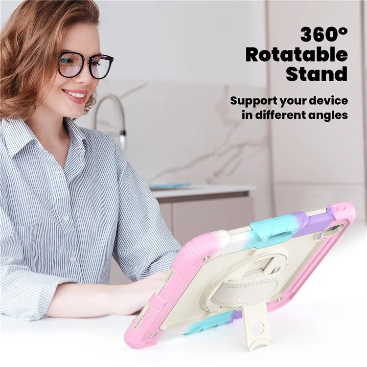 For iPad Air 11 (2024) Case with Screen Protector Kickstand PC+Silicone Tablet Cover