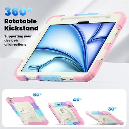 For iPad Air 11 (2024) Case with Screen Protector Kickstand PC+Silicone Tablet Cover