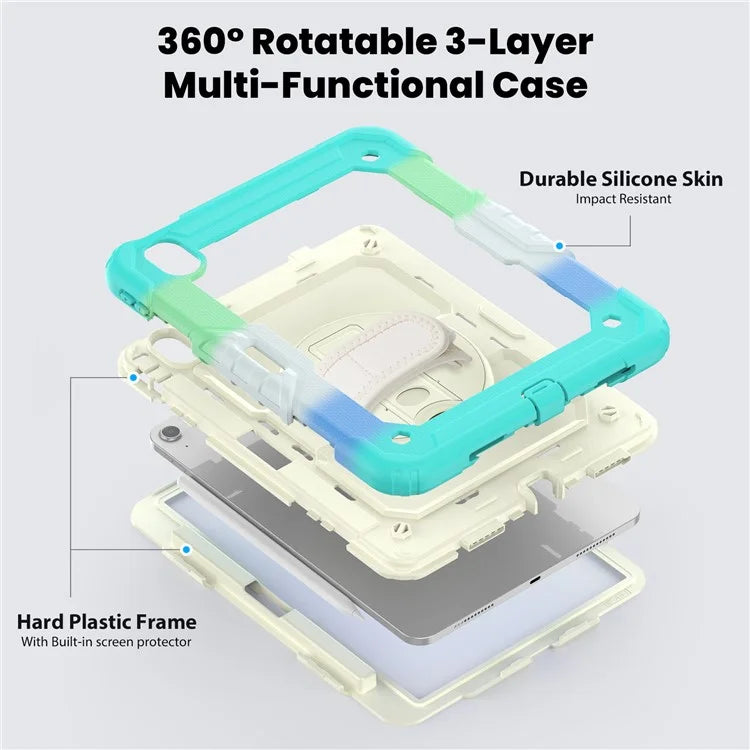 For iPad Air 11 (2024) Case with Screen Protector Kickstand PC+Silicone Tablet Cover